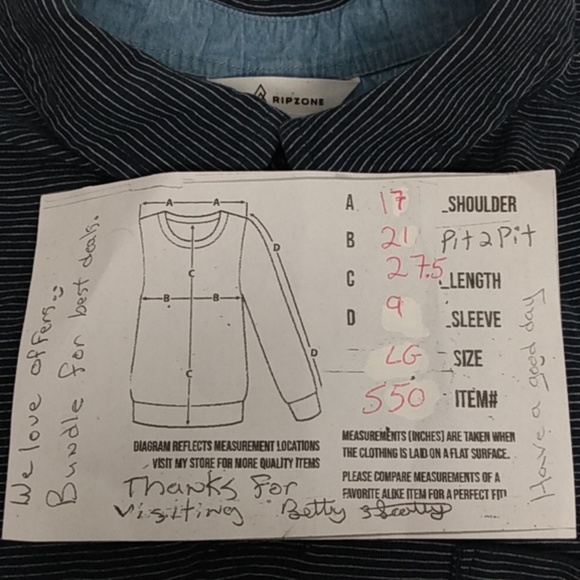 RIPZONS Men's T-shirt Size LG Blue stripes - Picture 6 of 6